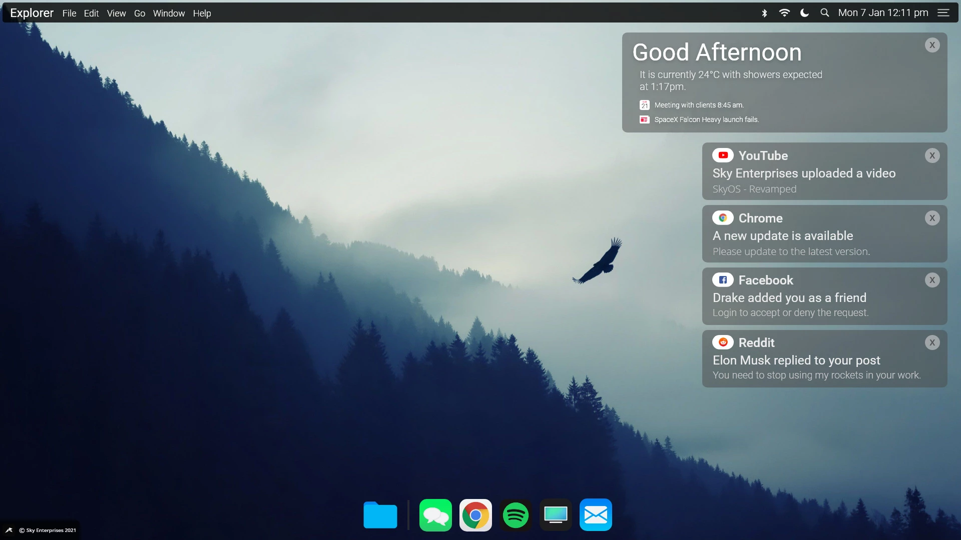 SkyOS Notifications Screenshot