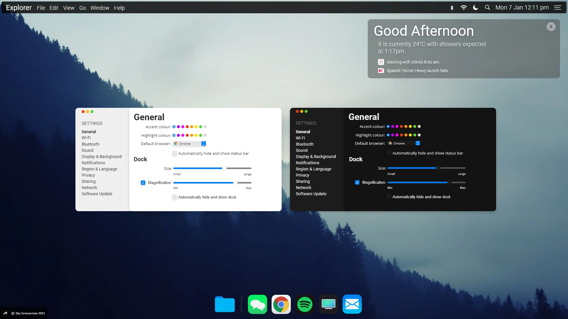 SkyOS Settings Screenshot
